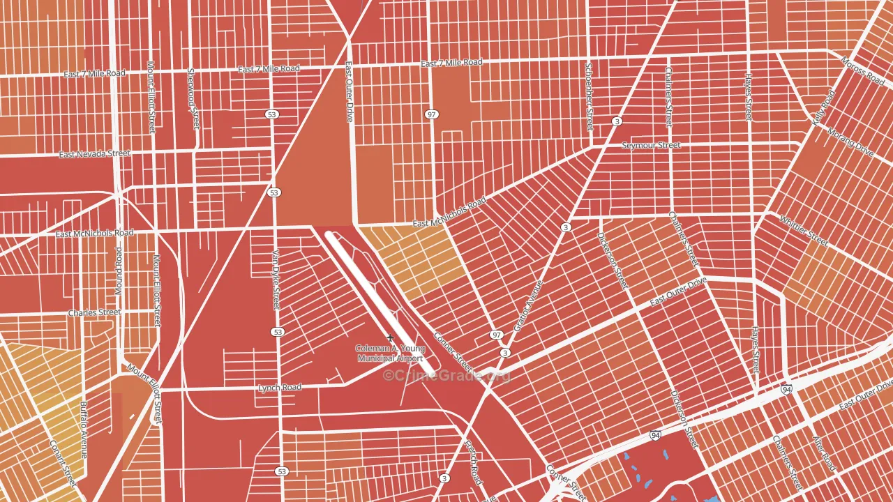Lasalle College Park, Detroit, MI Map of Robbery Rates