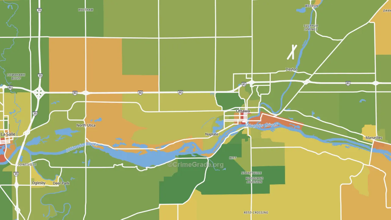LaSalle County, IL Map of Robbery Rates