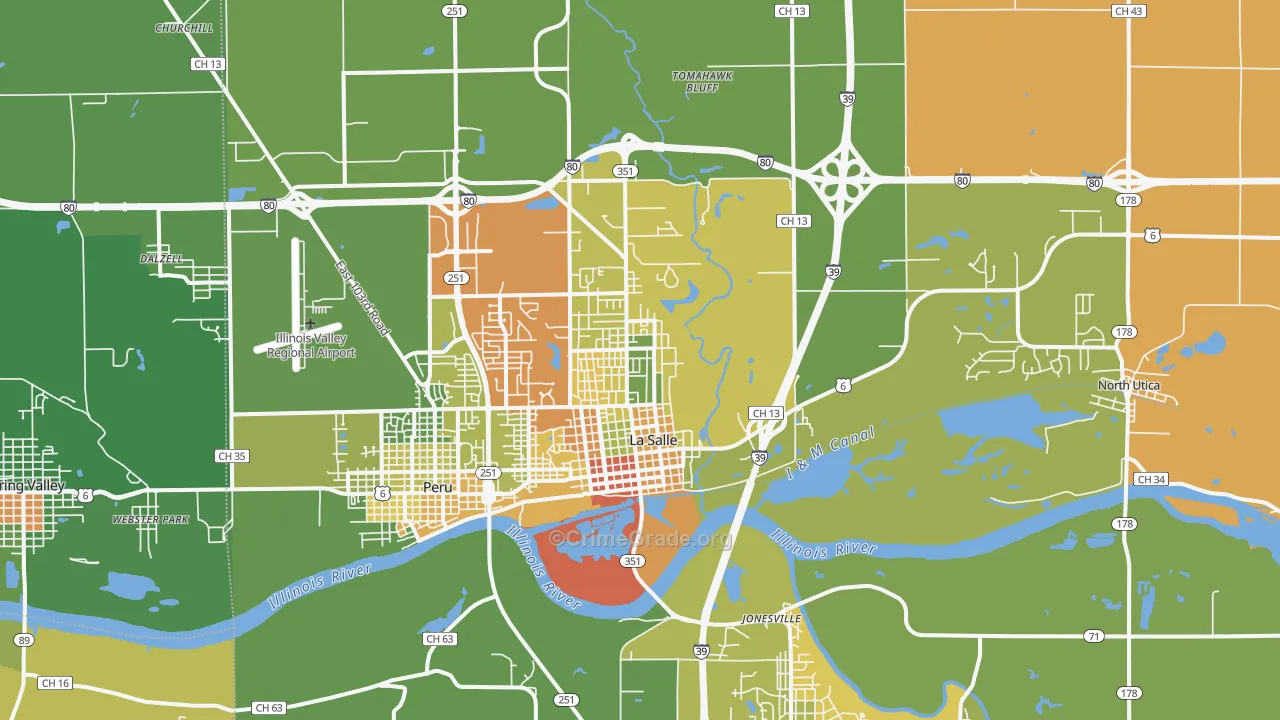 Lasalle, IL Map of Robbery Rates
