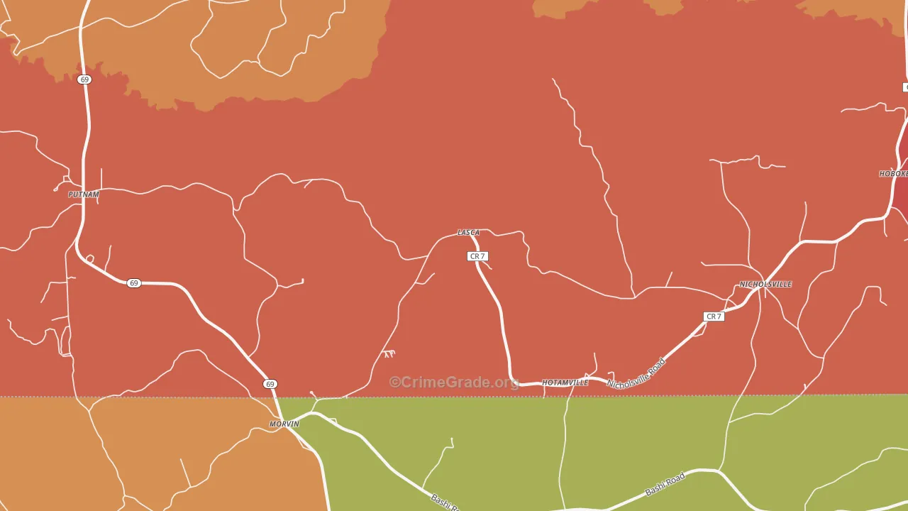 Lasca, AL Map of Robbery Rates