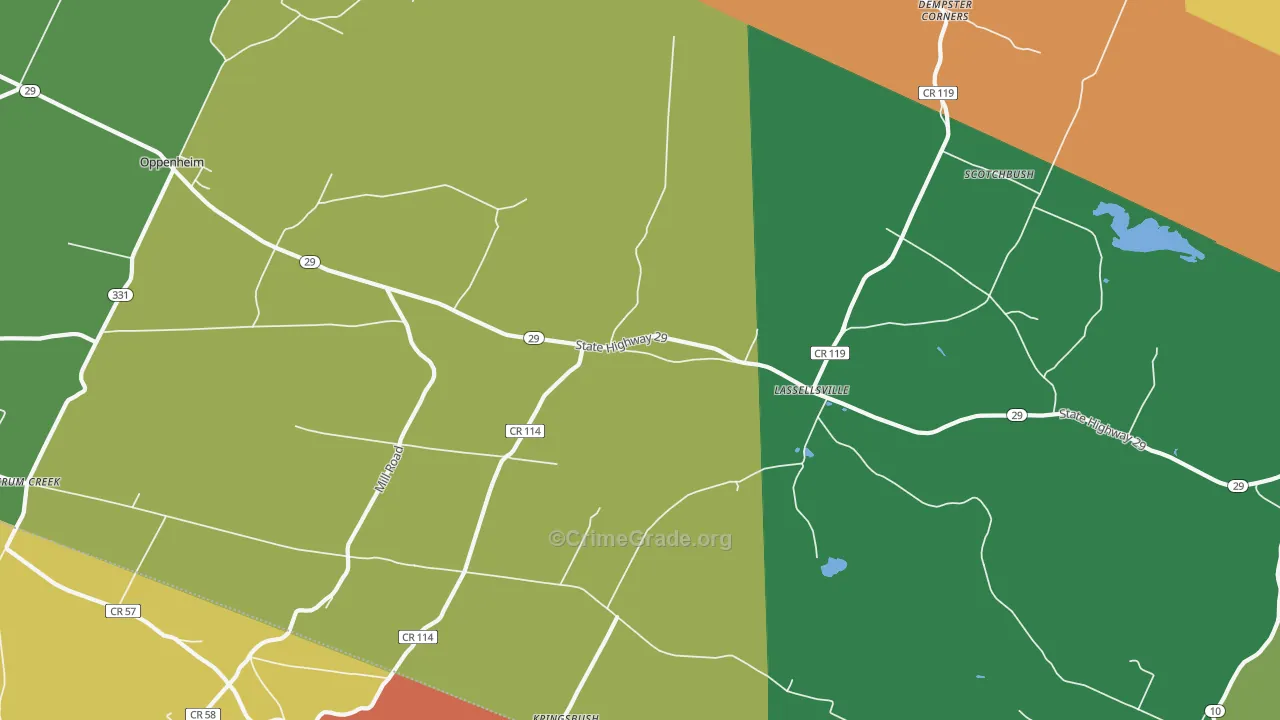 Lassellsville, NY Map of Robbery Rates