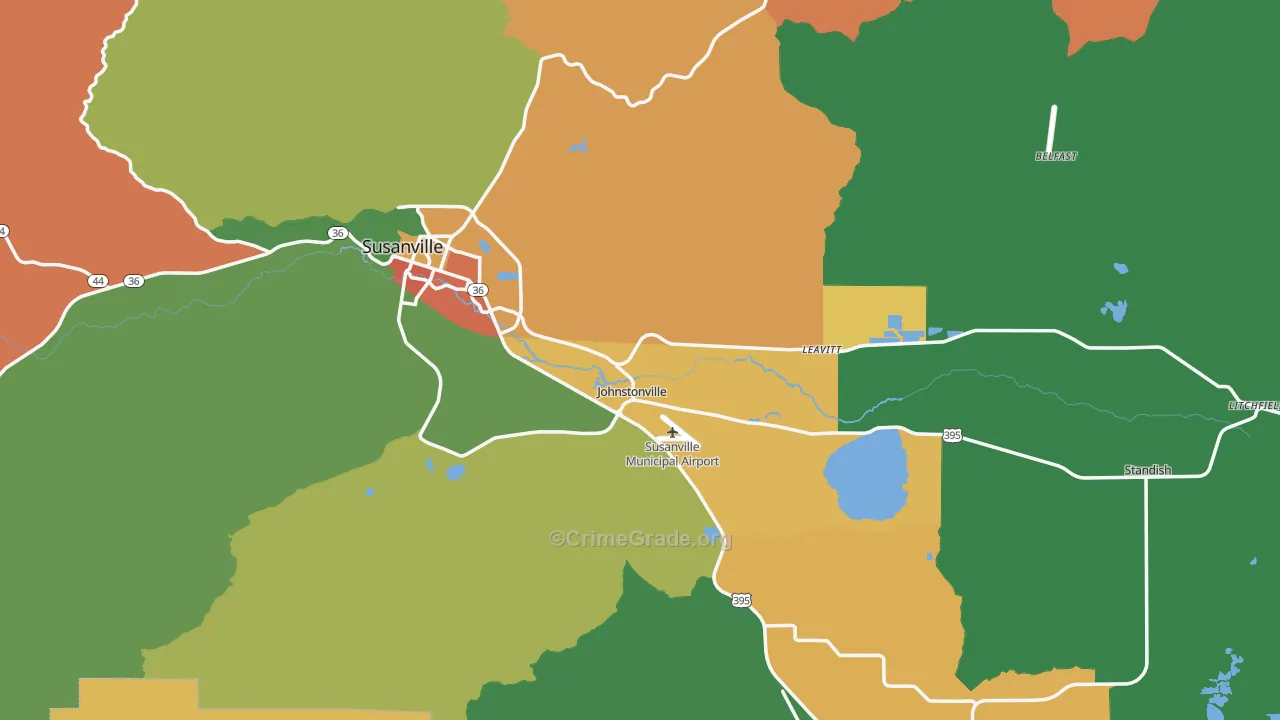 Lassen County, CA Map of Robbery Rates