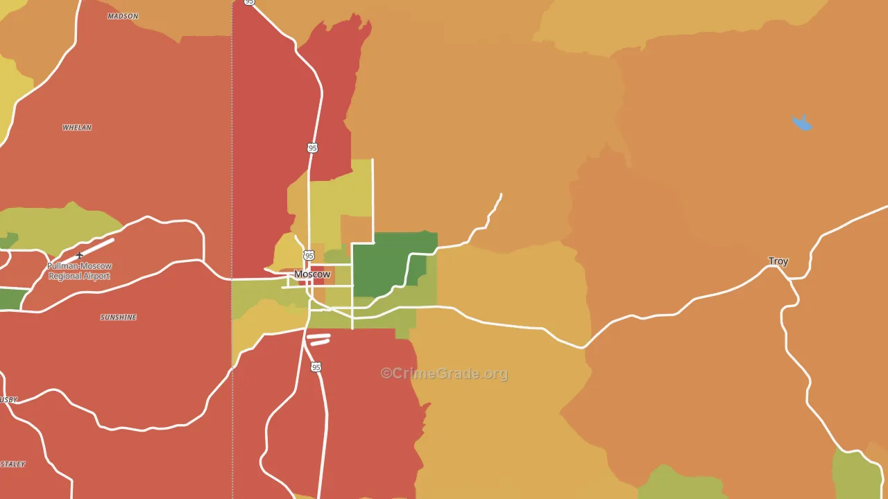Latah County, ID Map of Robbery Rates