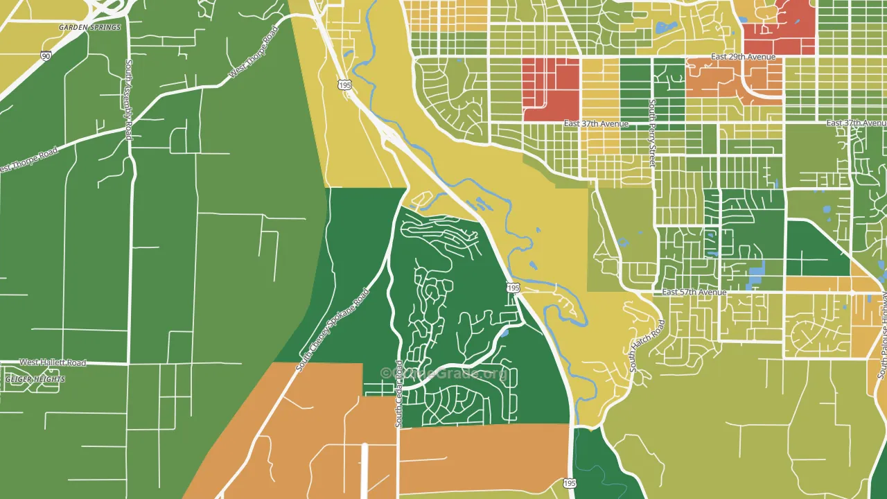 Latah Valley, Spokane, WA Map of Robbery Rates