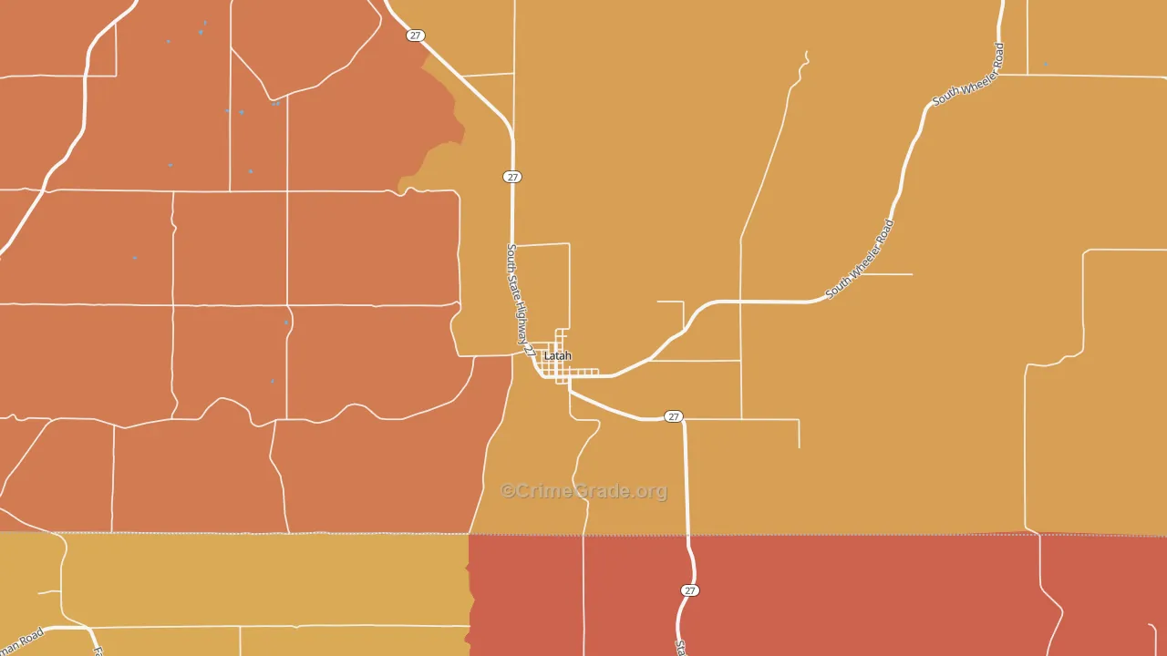 Latah, WA Map of Robbery Rates