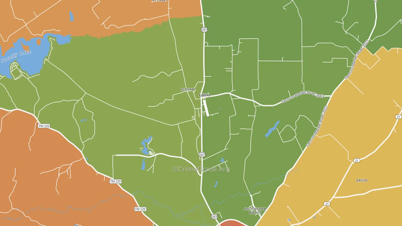 Latexo, TX Map of Robbery Rates