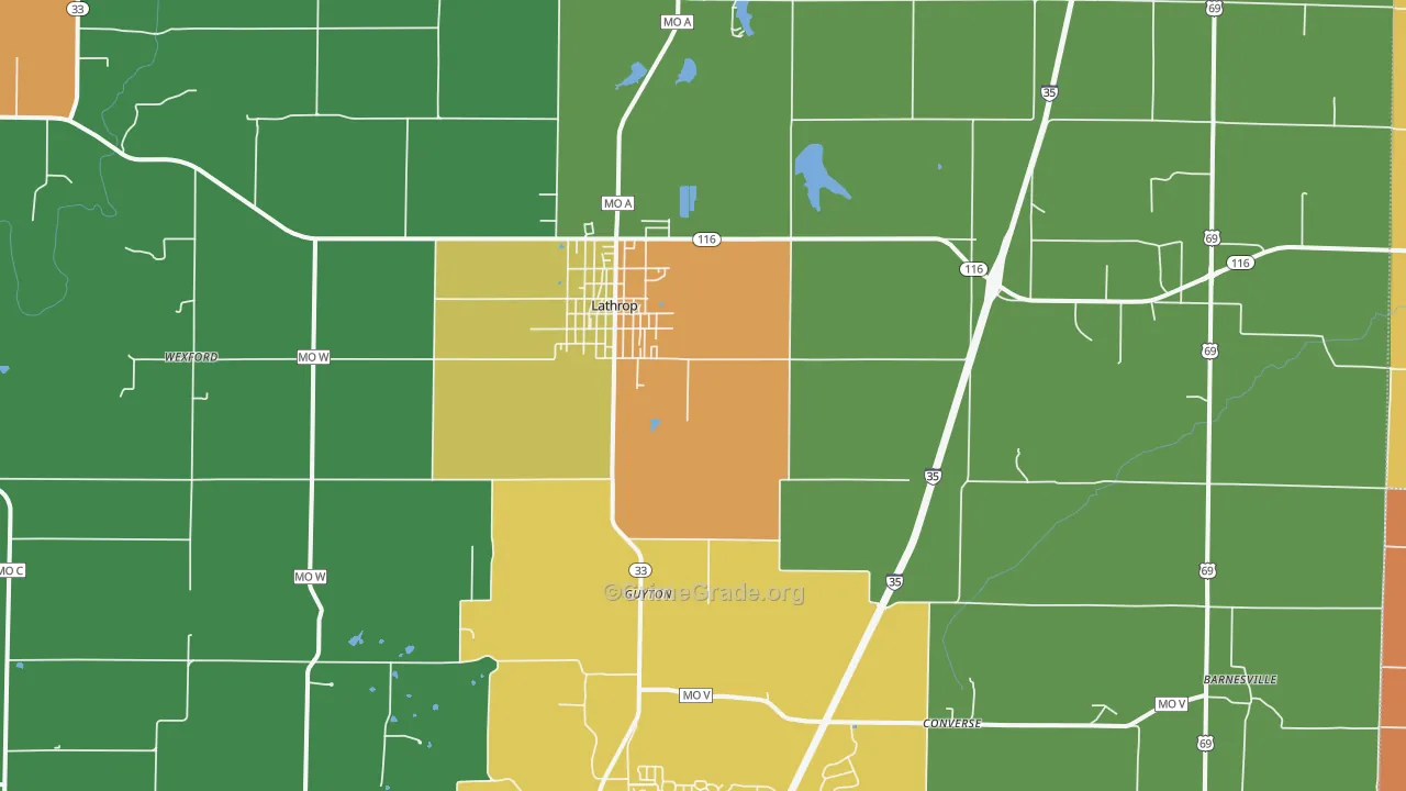 Lathrop, MO Map of Robbery Rates