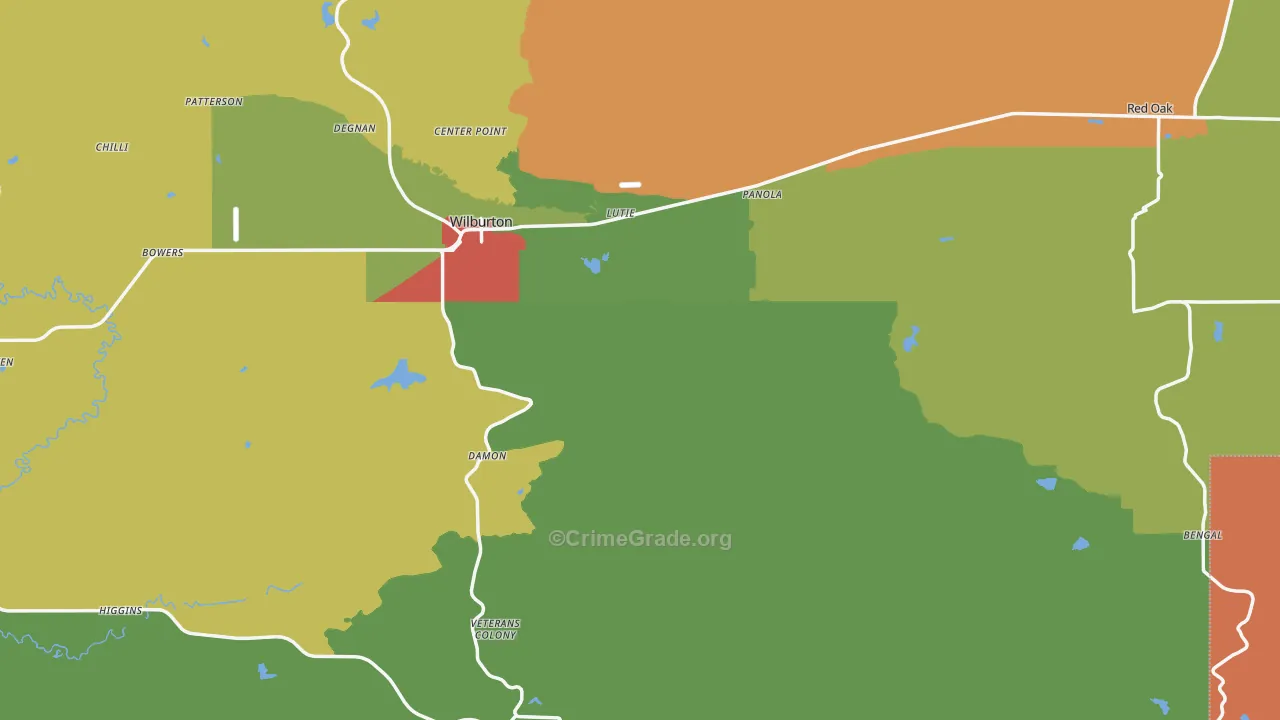 Latimer County, OK Map of Robbery Rates
