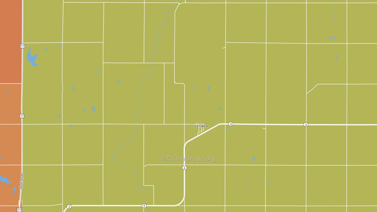 Latimer, KS Map of Robbery Rates