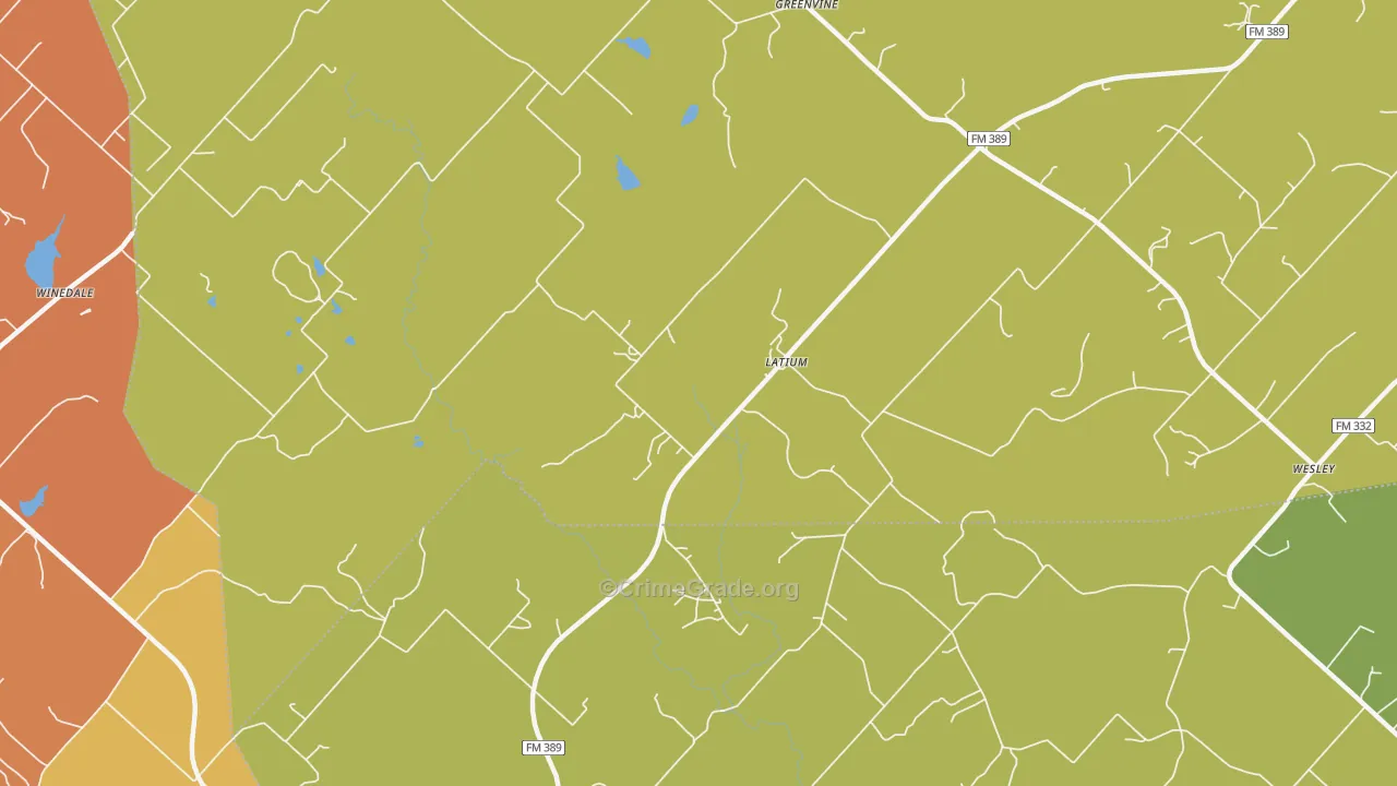 Latium, TX Map of Robbery Rates
