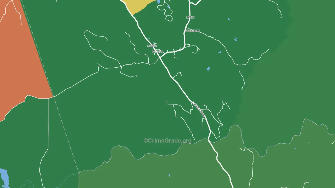 Latrobe, CA Map of Robbery Rates