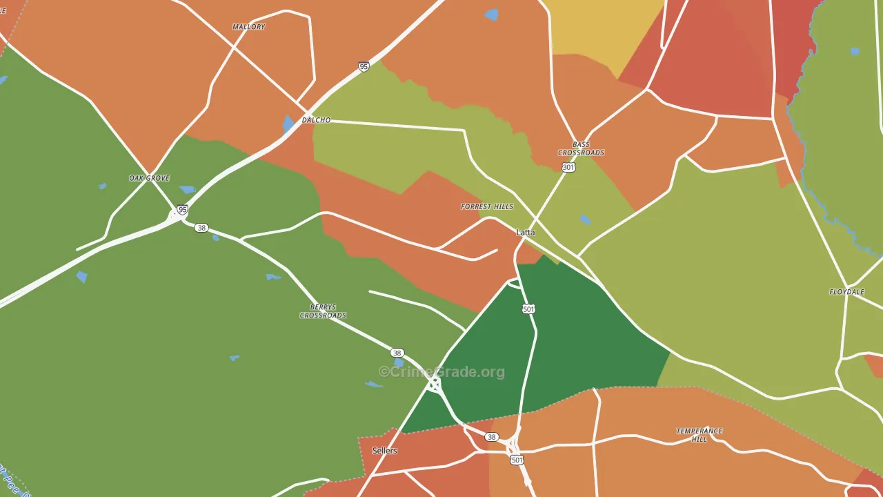 Latta, SC Map of Robbery Rates
