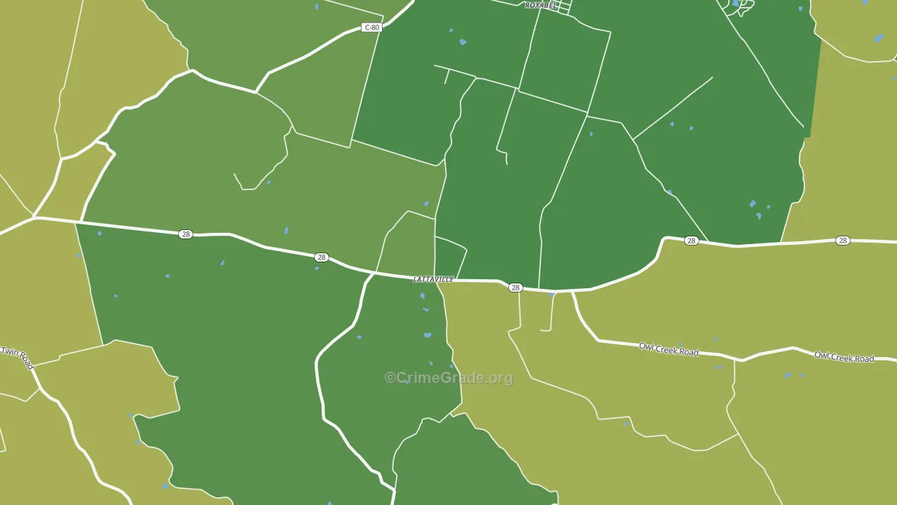 Lattasville, OH Map of Robbery Rates