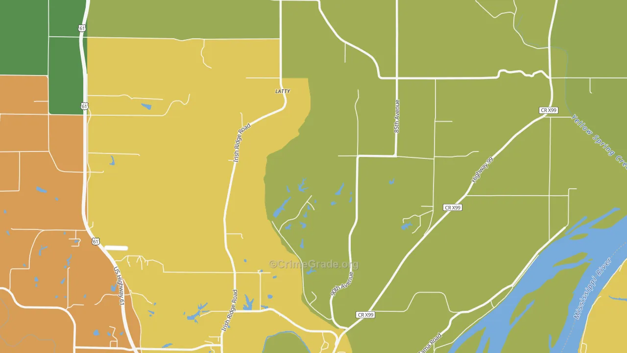 Latty, IA Map of Robbery Rates