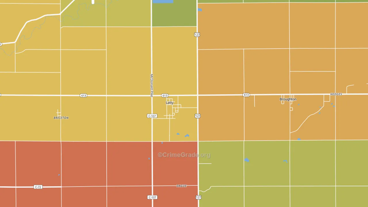 Latty, OH Map of Robbery Rates