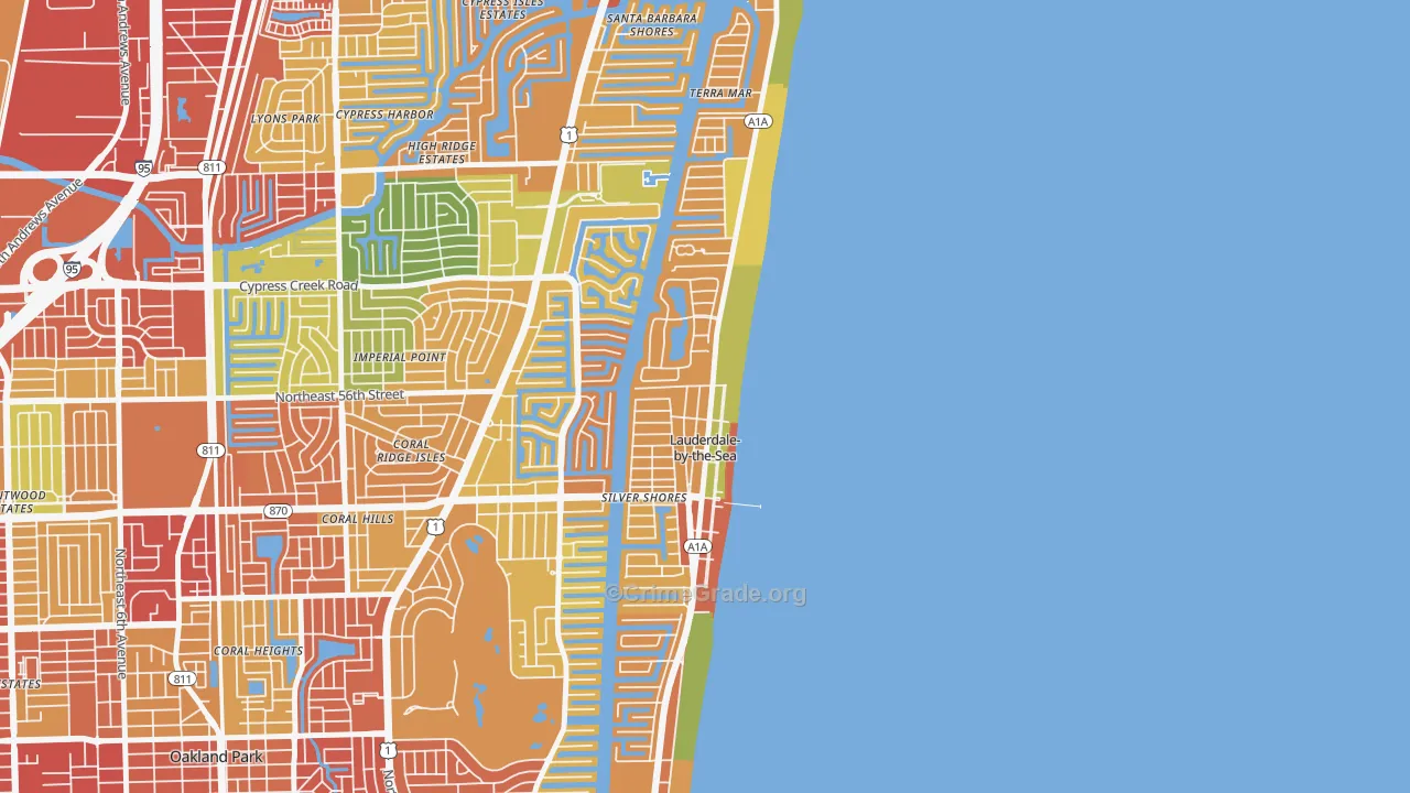 Lauderdale-by-the-Sea, FL Map of Robbery Rates