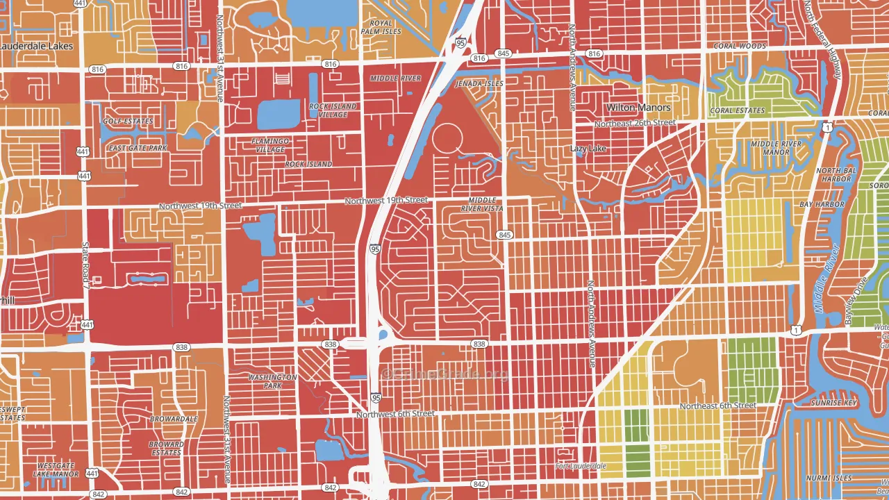 Lauderdale Manors, Fort Lauderdale, FL Map of Robbery Rates