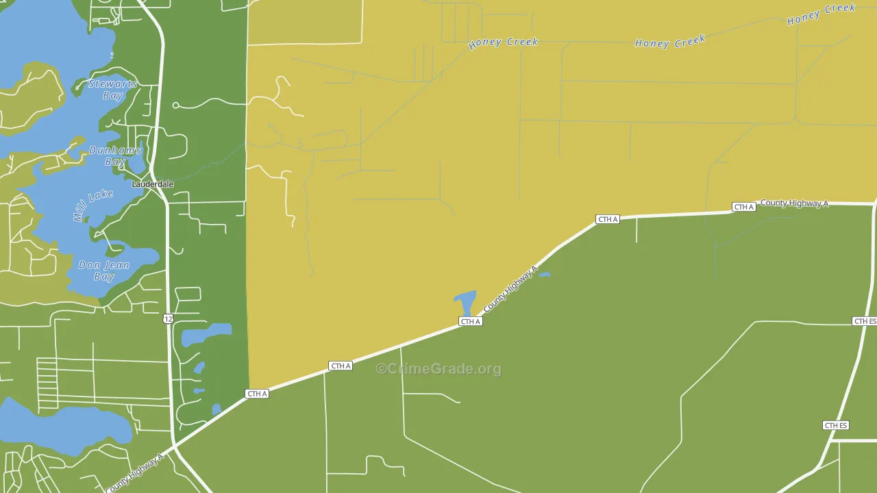 Lauderdale, WI Map of Robbery Rates