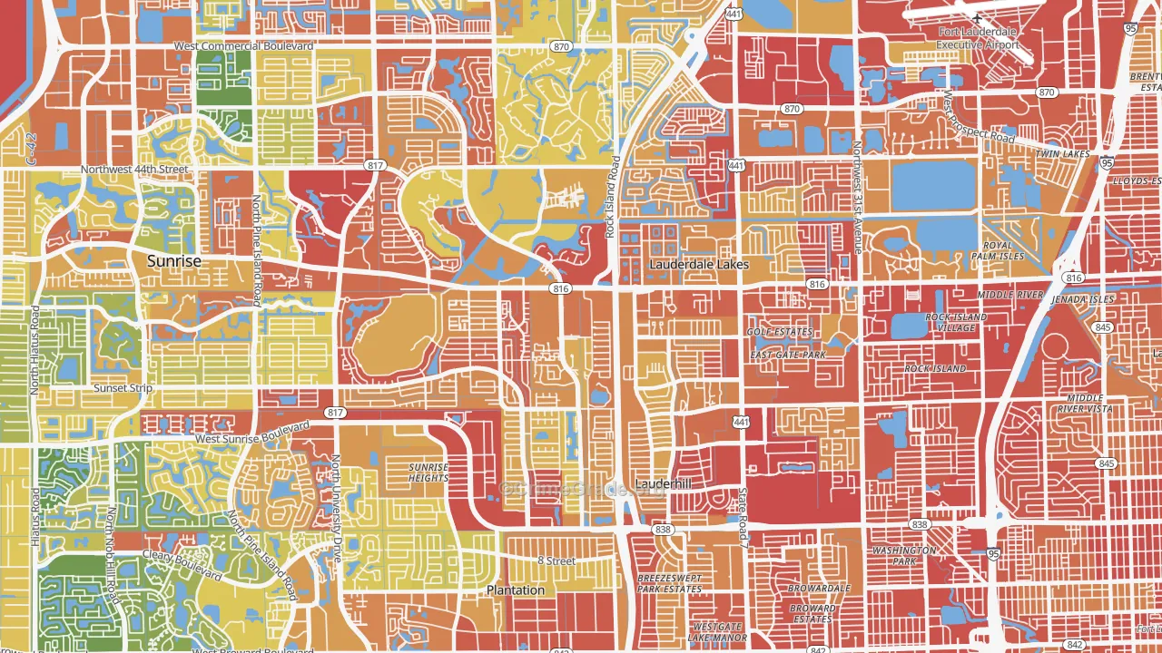 Lauderhill, FL Map of Robbery Rates