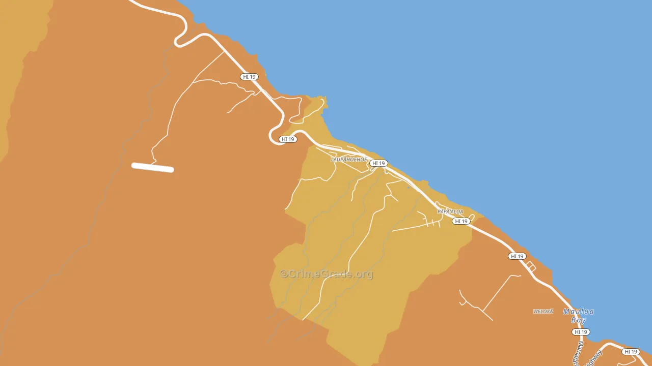 Laupahoehoe, HI Map of Robbery Rates