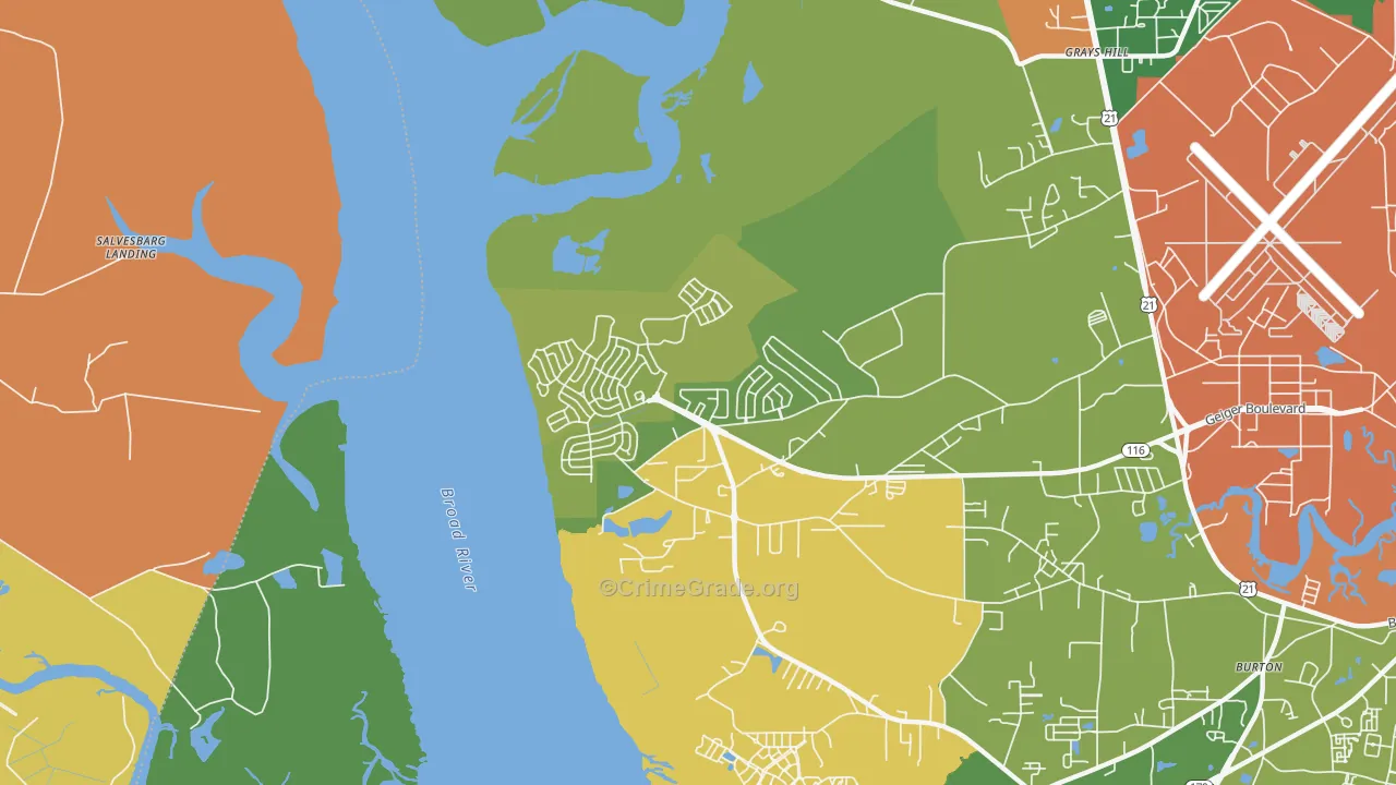 Laurel Bay, SC Map of Robbery Rates