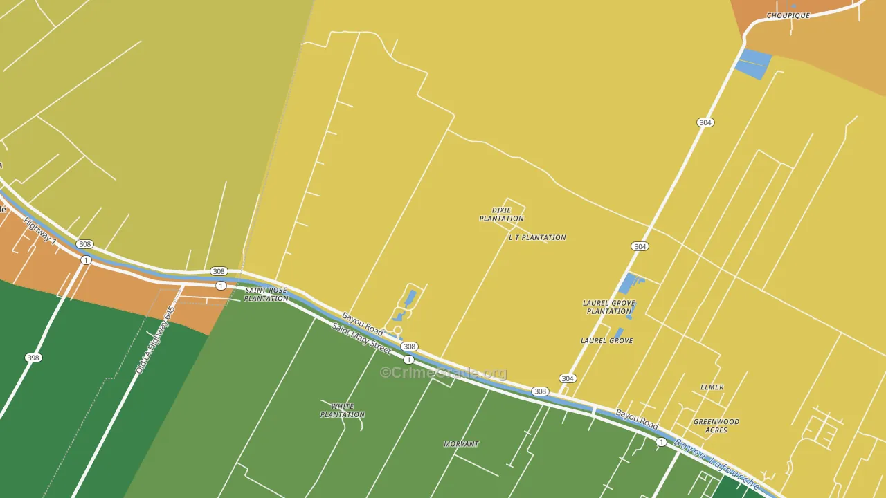 Laurel Grove, LA Map of Robbery Rates