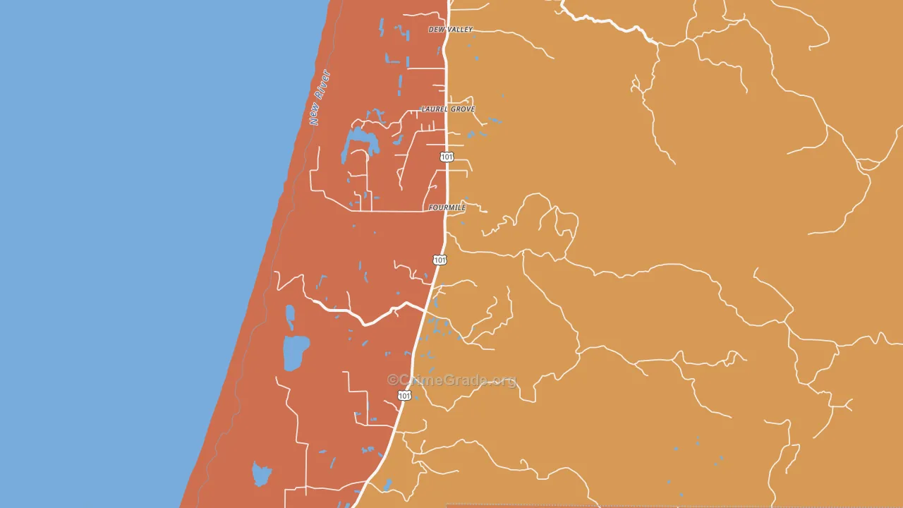Laurel Grove, OR Map of Robbery Rates