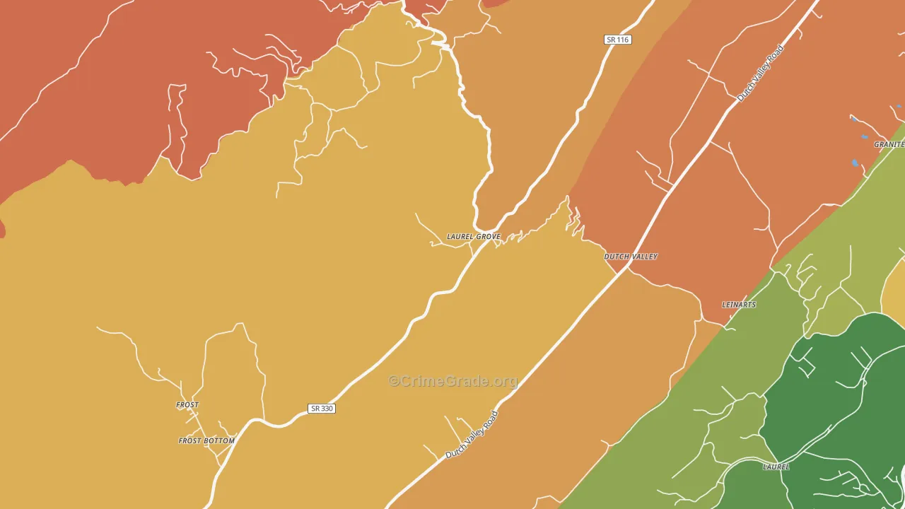 Laurel Grove, TN Map of Robbery Rates