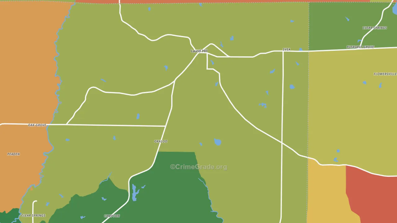 Laurel Hill, FL Map of Robbery Rates