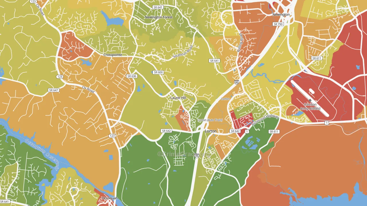 Laurel Hill, VA Map of Robbery Rates