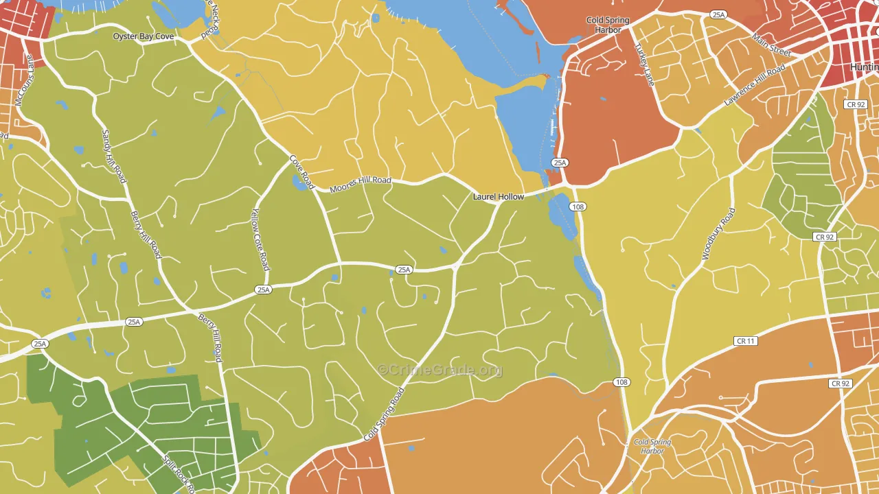 Laurel Hollow, NY Map of Robbery Rates