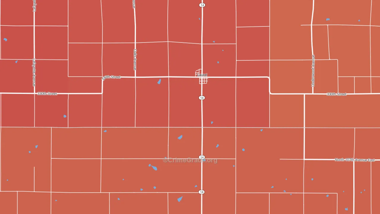 Laurel, IA Map of Robbery Rates