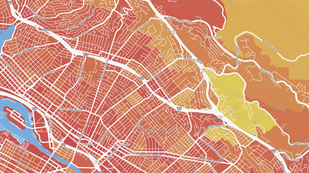 Laurel, Oakland, CA Map of Robbery Rates