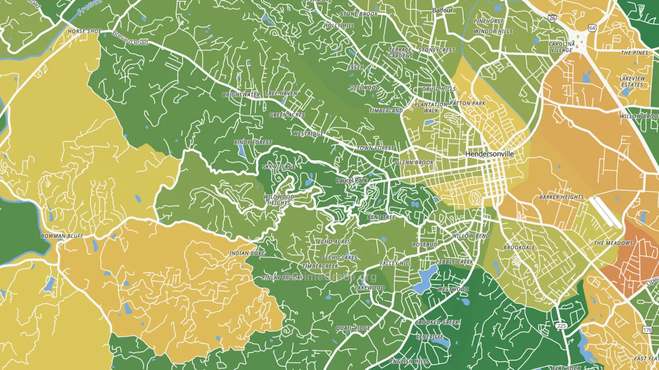 Laurel Park, NC Map of Robbery Rates