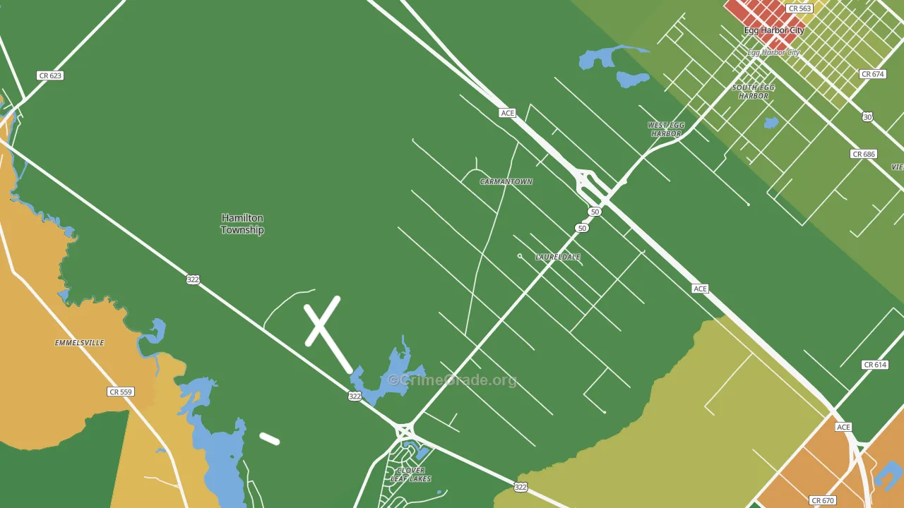 Laureldale, NJ Map of Robbery Rates
