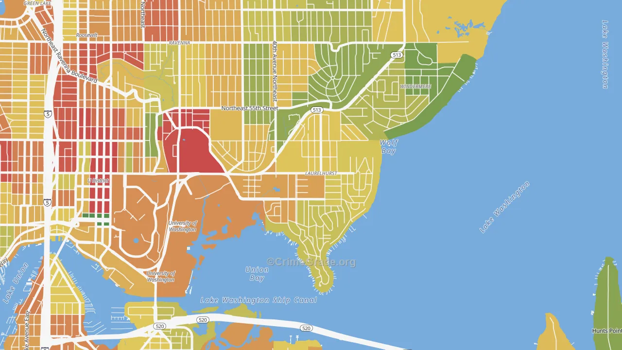 Laurelhurst, Seattle, WA Map of Robbery Rates