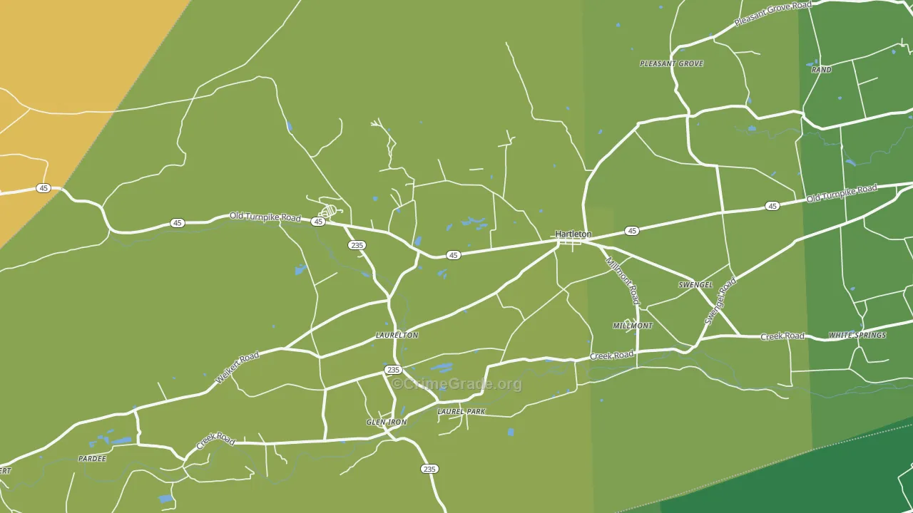 Laurelton, PA Map of Robbery Rates