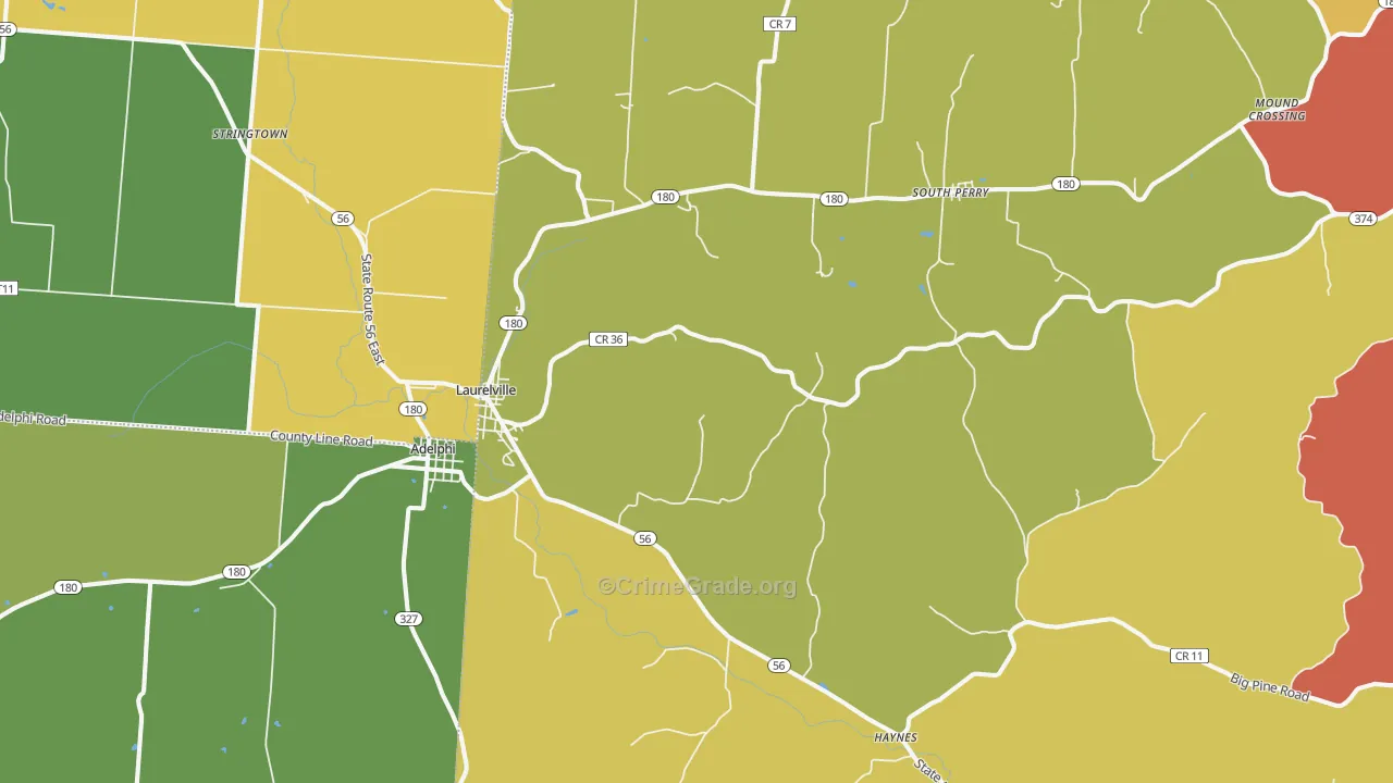 Laurelville, OH Map of Robbery Rates