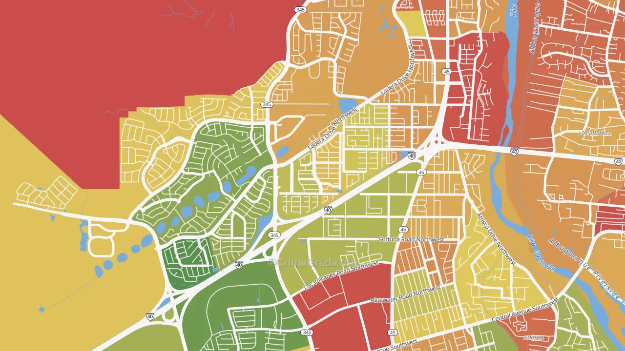Laurelwood, Albuquerque, NM Map of Robbery Rates