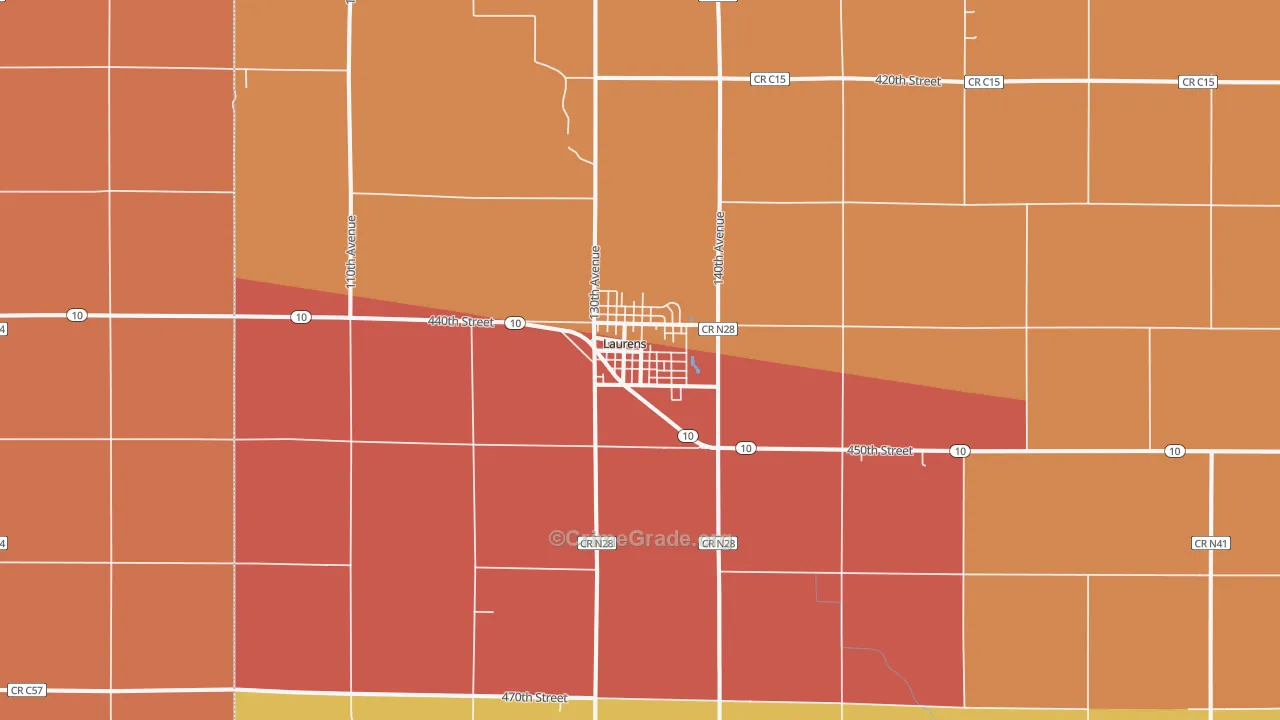 Laurens, IA Map of Robbery Rates