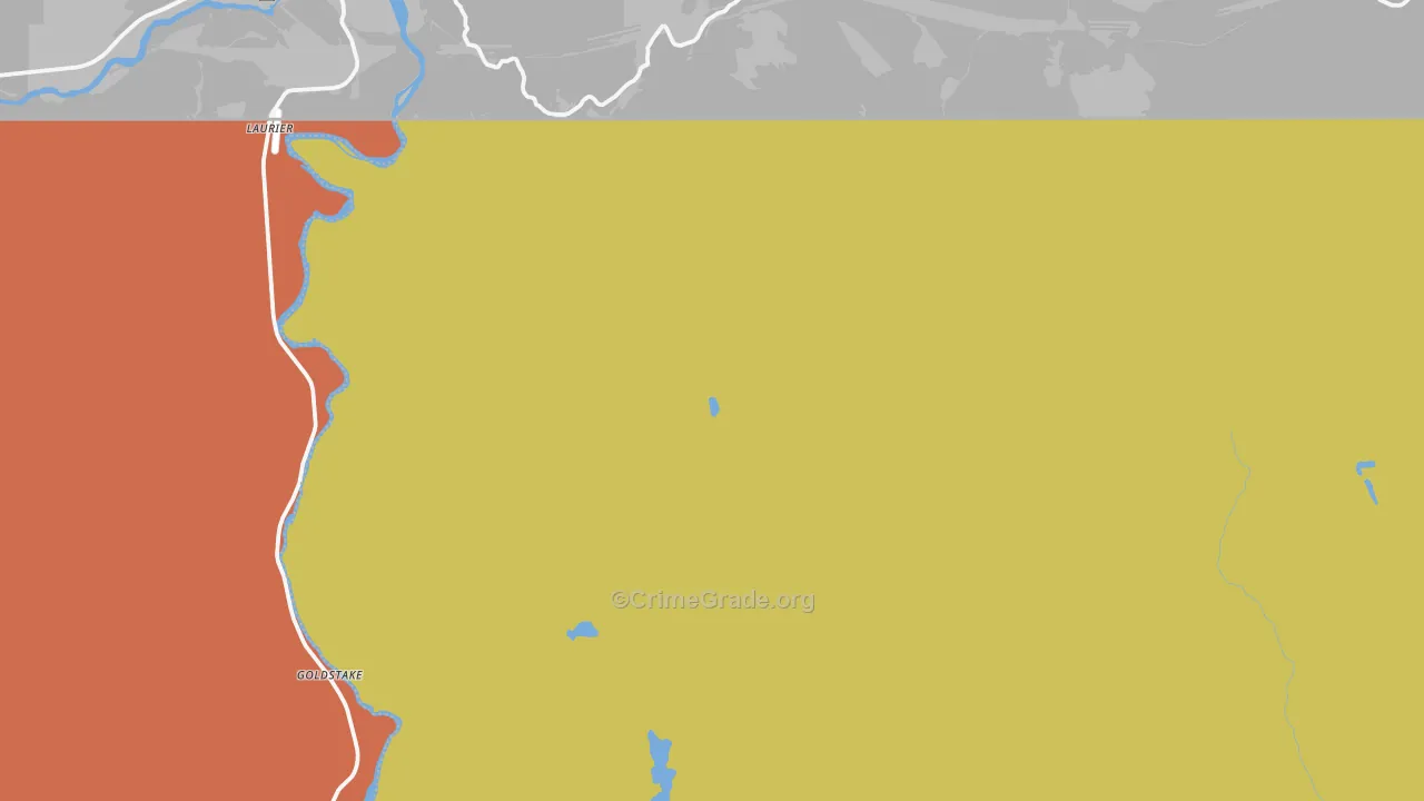 Laurier, WA Map of Robbery Rates