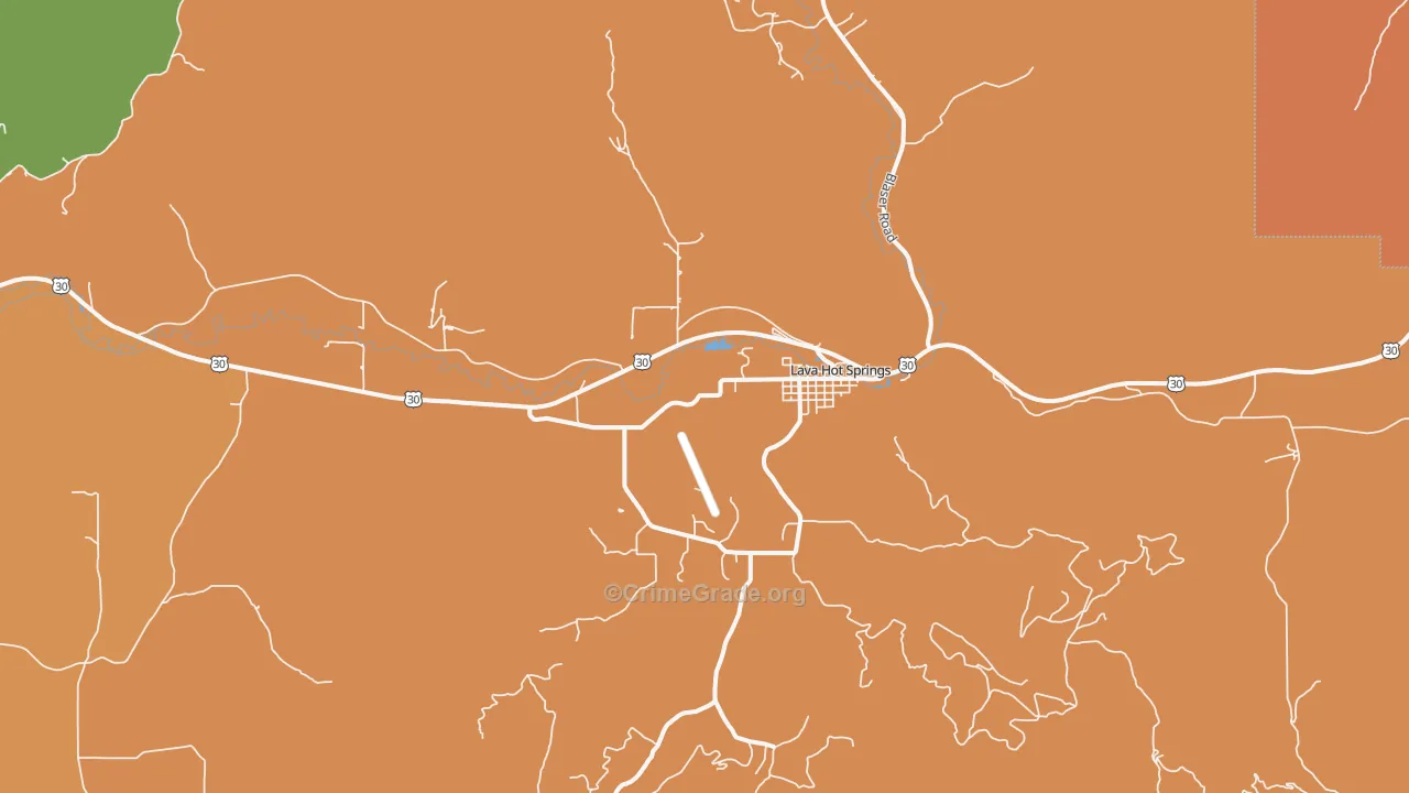 Lava Hot Springs, ID Map of Robbery Rates