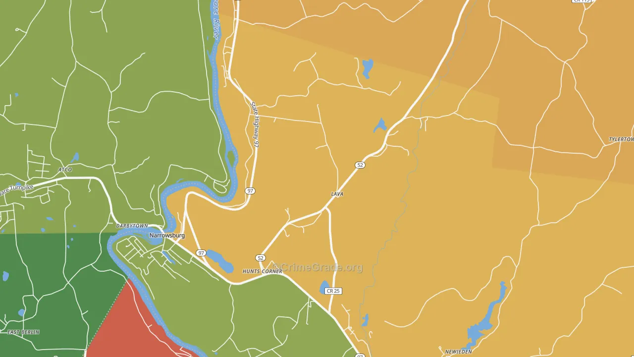 Lava, NY Map of Robbery Rates