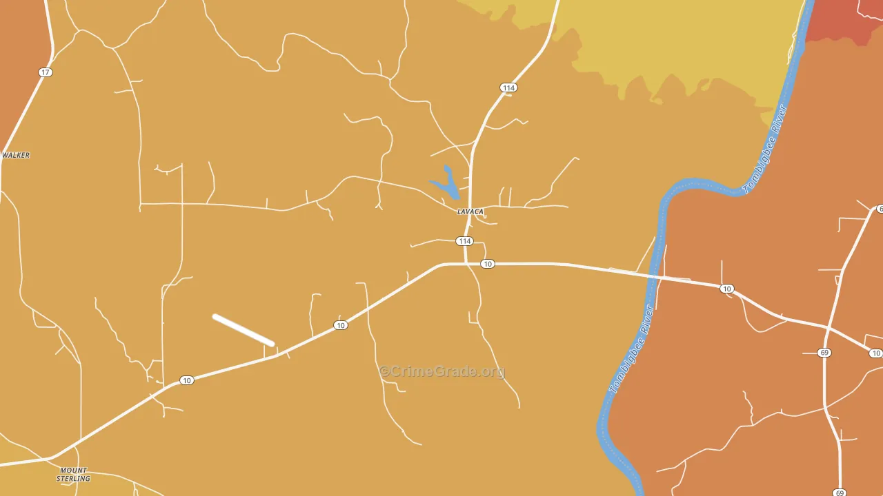 Lavaca, AL Map of Robbery Rates