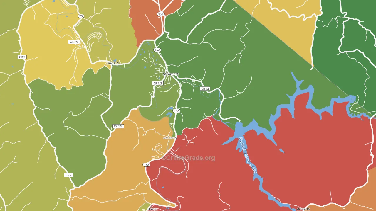 Lavalette, WV Map of Robbery Rates