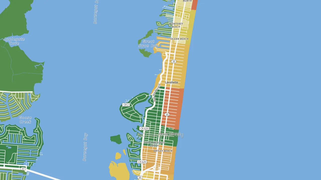 Lavallette, NJ Map of Robbery Rates