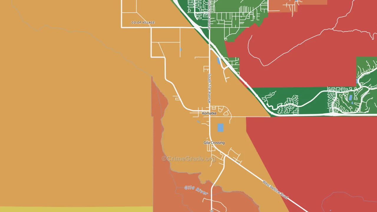 Laveen Village, AZ Map of Robbery Rates