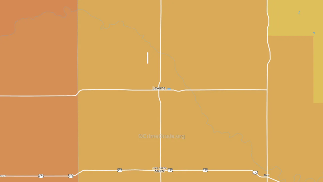 Laverne, OK Map of Robbery Rates