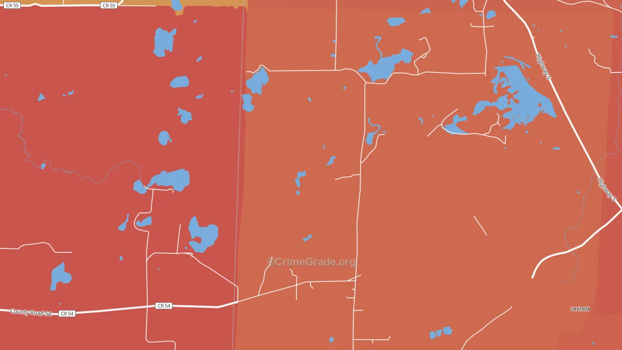 Lavinia, MN Map of Robbery Rates