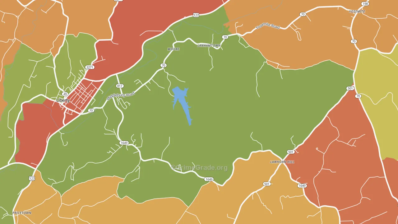 Lawhorn Hill, KY Map of Robbery Rates